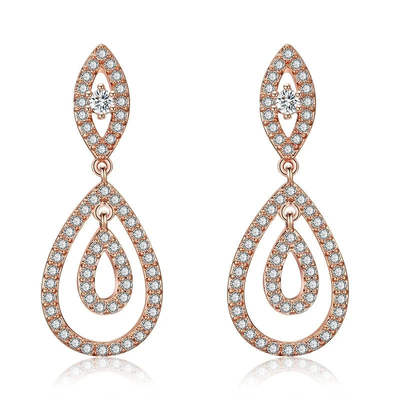 EP2136 Rose Gold RAKOL EP2040  luxury women's gold plated diamond drop earrings bridal  earrings jewelry  2022
