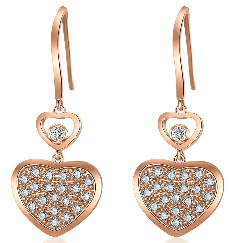 EP2145 Rose Gold RAKOL EP2944 fine designer heart shaped channel earrings women  fashion geometric zirconia studs  earrings 2022