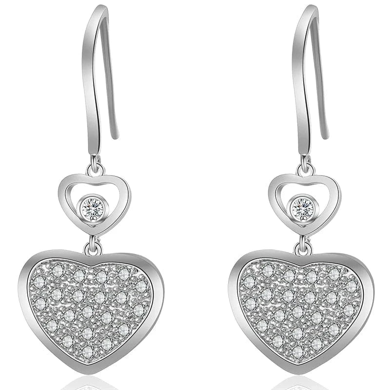 EP2145 White RAKOL EP2944 fine designer heart shaped channel earrings women  fashion geometric zirconia studs  earrings 2022