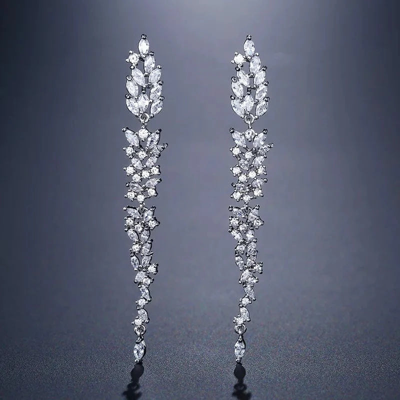 EP2155 White RAKOL EP2232   luxury  long drop 18K gold plated  cubic zirconia earrings jewelry for women 2022
