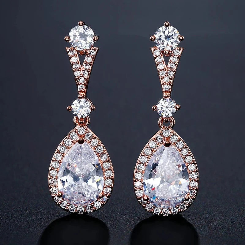 EP2182 Rose Gold RAKOL EP2040  luxury women's gold plated diamond drop earrings bridal  earrings jewelry  2022