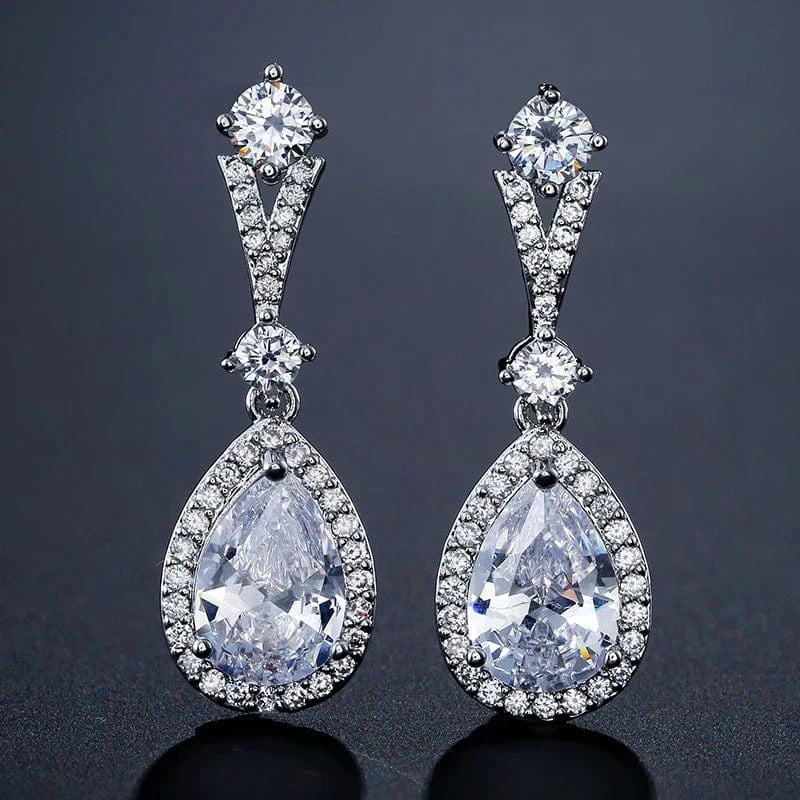 EP2182 White RAKOL EP2040  luxury women's gold plated diamond drop earrings bridal  earrings jewelry  2022