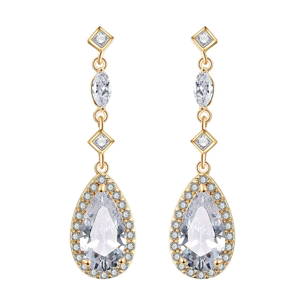 EP2214 Gold RAKOL EP2040  luxury women's gold plated diamond drop earrings bridal  earrings jewelry  2022