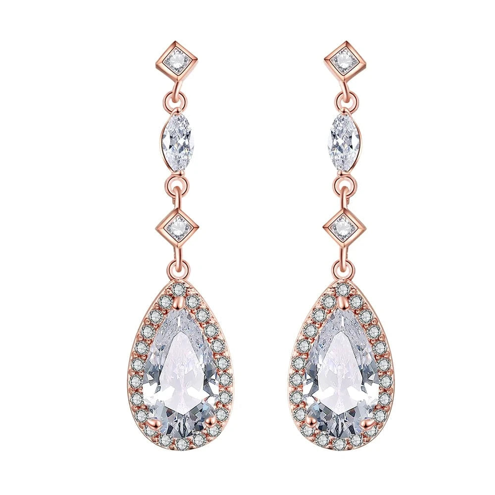 EP2214 Rose Gold RAKOL EP2040  luxury women's gold plated diamond drop earrings bridal  earrings jewelry  2022