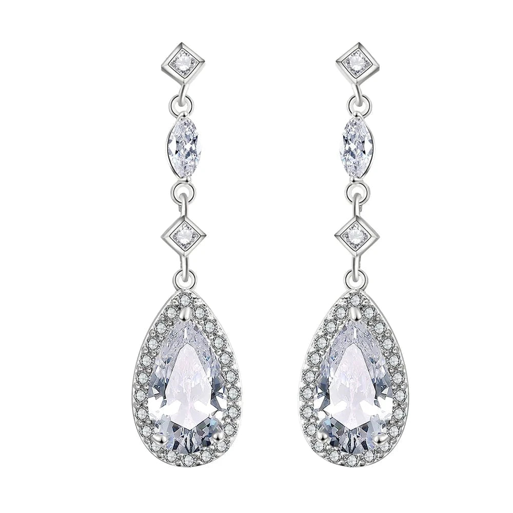 EP2214 White RAKOL EP2040  luxury women's gold plated diamond drop earrings bridal  earrings jewelry  2022