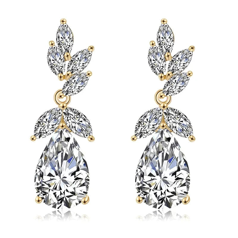 EP2215 Gold RAKOL EP2218 Latest Design Of Cubic Zirconia Earrings Wholesale Women's Silver Bridal Diamond Earrings EP2218