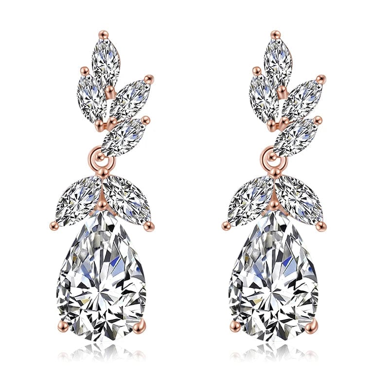 EP2215 Rose Gold RAKOL EP2218 Latest Design Of Cubic Zirconia Earrings Wholesale Women's Silver Bridal Diamond Earrings EP2218