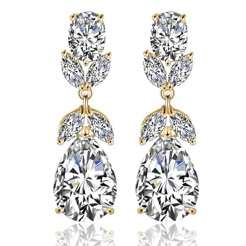 EP2218 Gold RAKOL EP2218 Latest Design Of Cubic Zirconia Earrings Wholesale Women's Silver Bridal Diamond Earrings EP2218