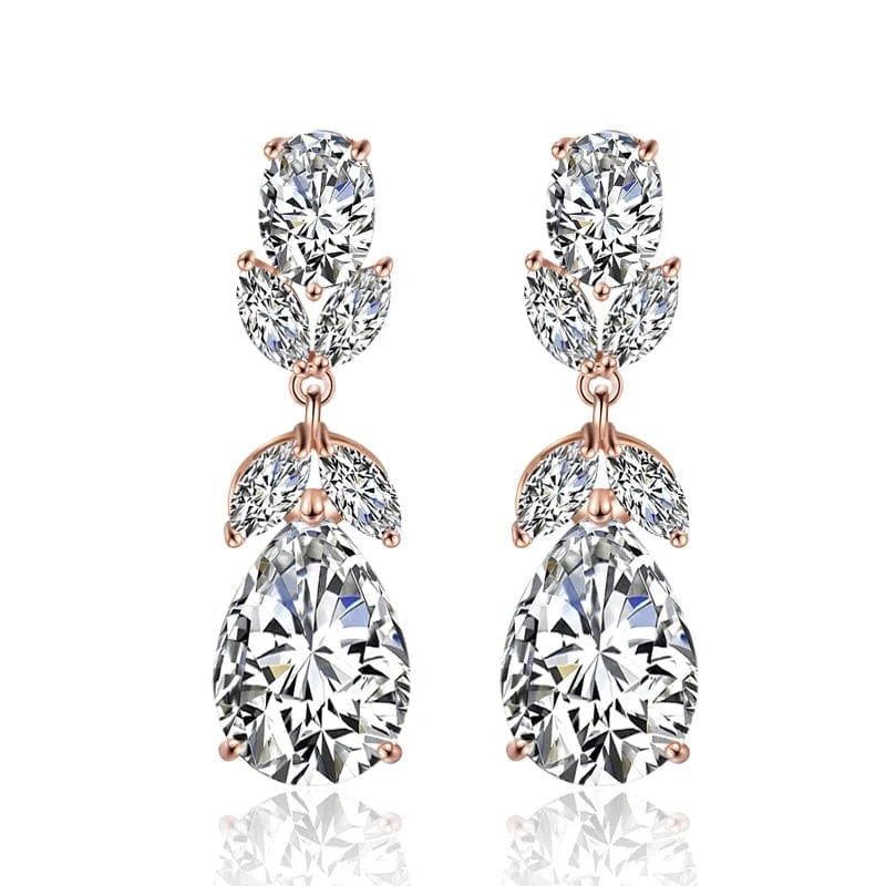 EP2218 Rose Gold RAKOL EP2218 Latest Design Of Cubic Zirconia Earrings Wholesale Women's Silver Bridal Diamond Earrings EP2218
