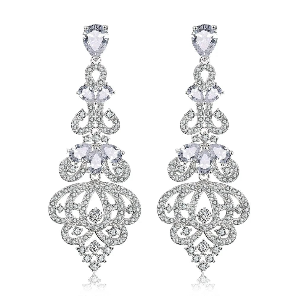 EP2220  White RAKOL EP344 luxury crystal earrings leaf evening wedding silver earrings