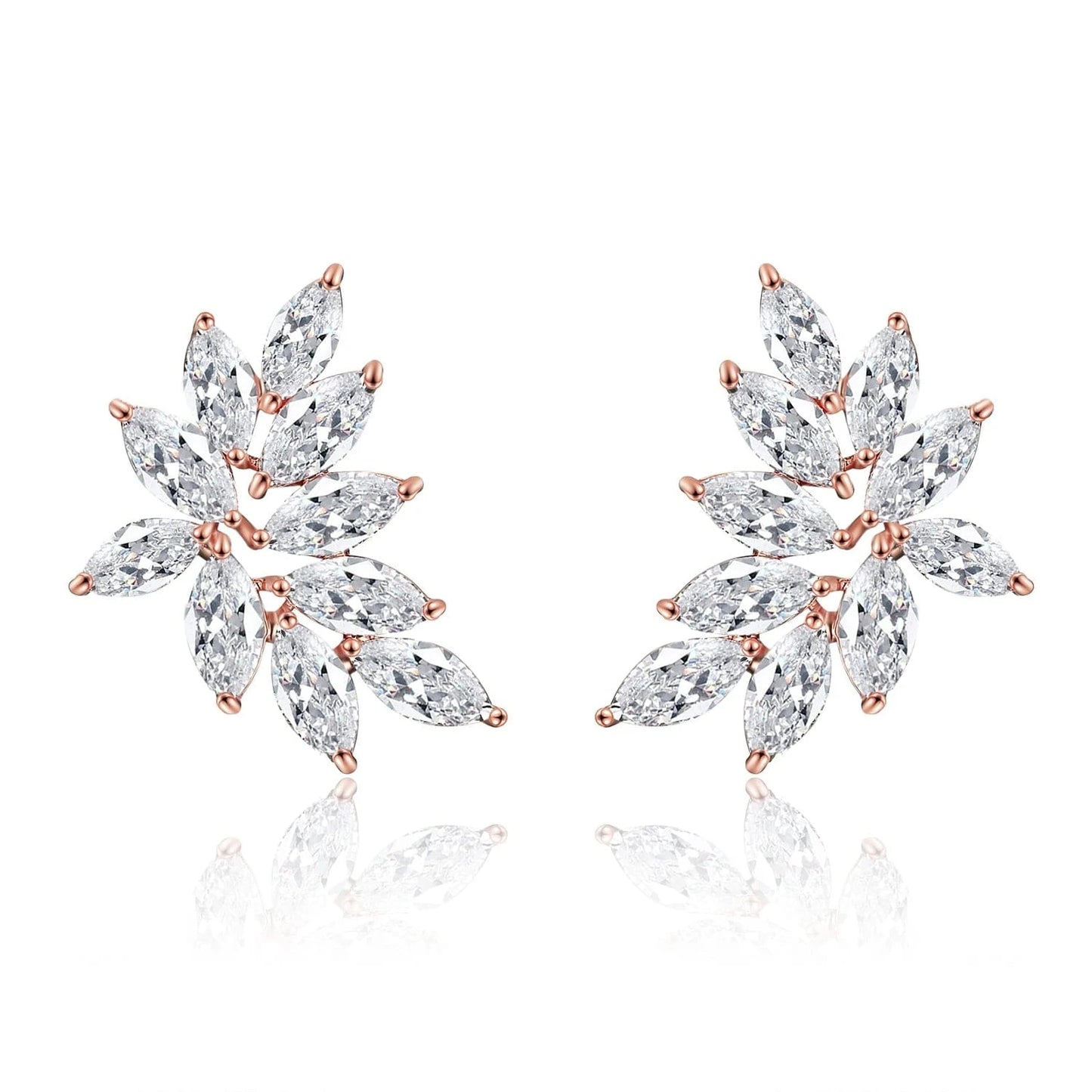 EP2233 Rose Gold RAKOL EP480 fancy gold plated geometric small studs earrings cubic zirconia earrings jewelry women