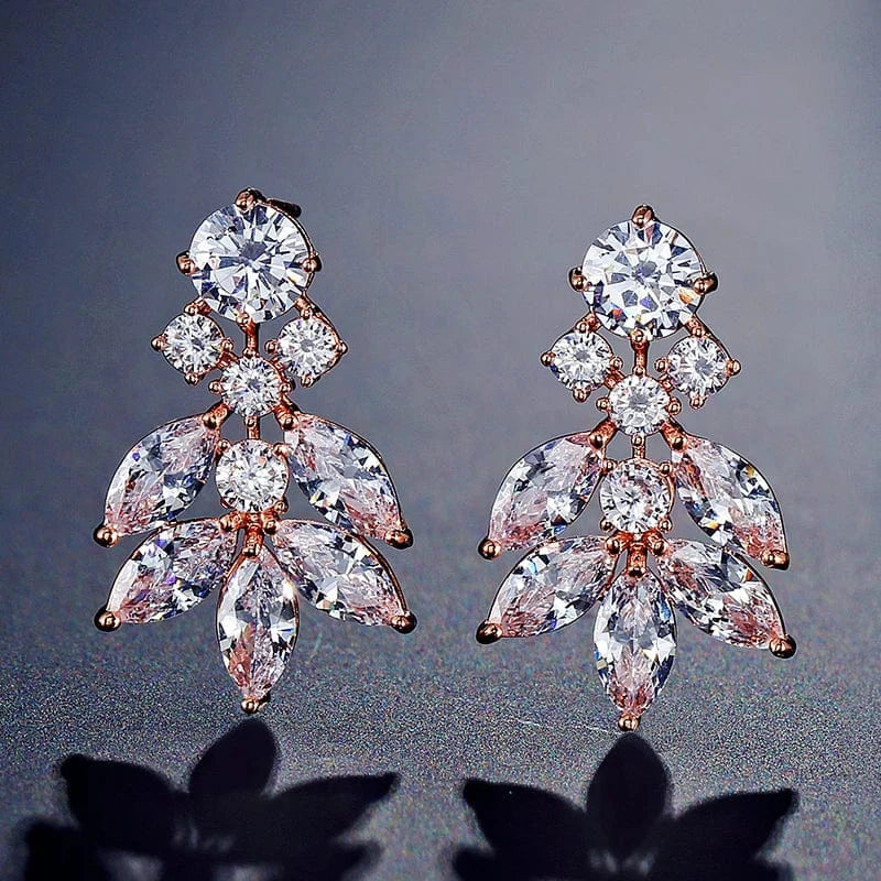 EP2240 Rose Gold RAKOL EP480 fancy gold plated geometric small studs earrings cubic zirconia earrings jewelry women