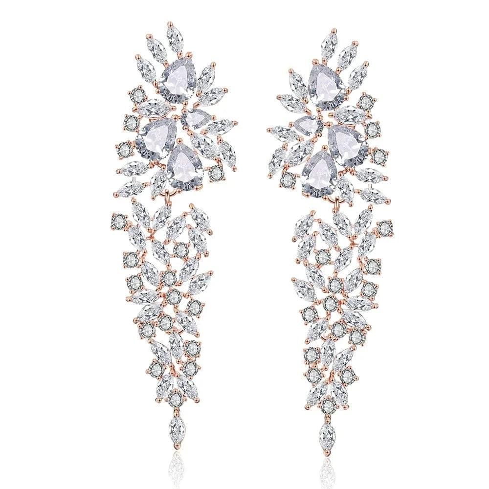 EP2262 Rose Gold RAKOL EP2232   luxury  long drop 18K gold plated  cubic zirconia earrings jewelry for women 2022