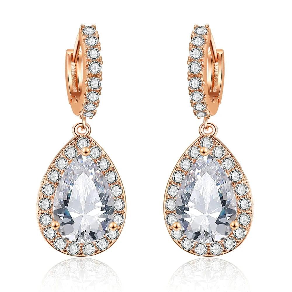 EP2276 Rose Gold RAKOL EP2905 fine designer luxury fancy  diamond gold  small  hoop earrings 18k for women  cz cubic zirconia  huggie earring set