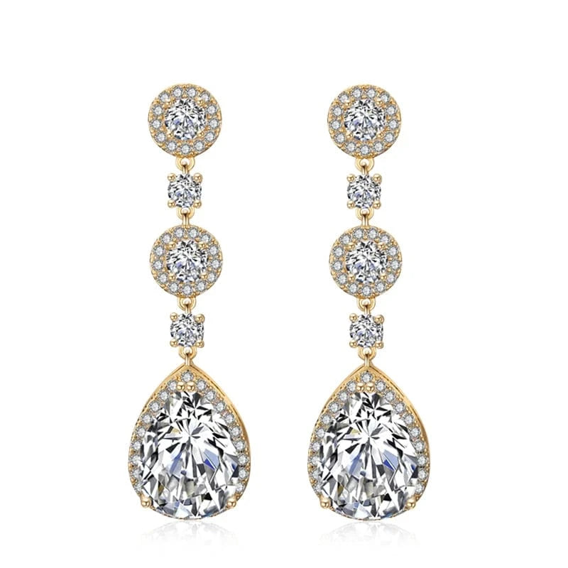 EP2288 Gold RAKOL EP2218 Latest Design Of Cubic Zirconia Earrings Wholesale Women's Silver Bridal Diamond Earrings EP2218
