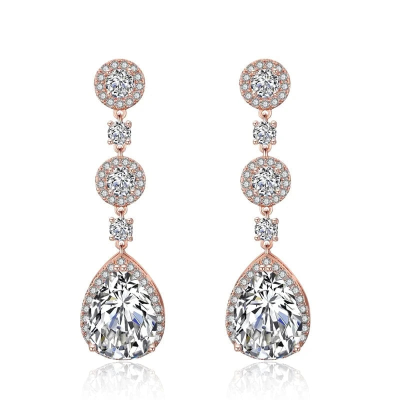 EP2288 Rose Gold RAKOL EP2218 Latest Design Of Cubic Zirconia Earrings Wholesale Women's Silver Bridal Diamond Earrings EP2218