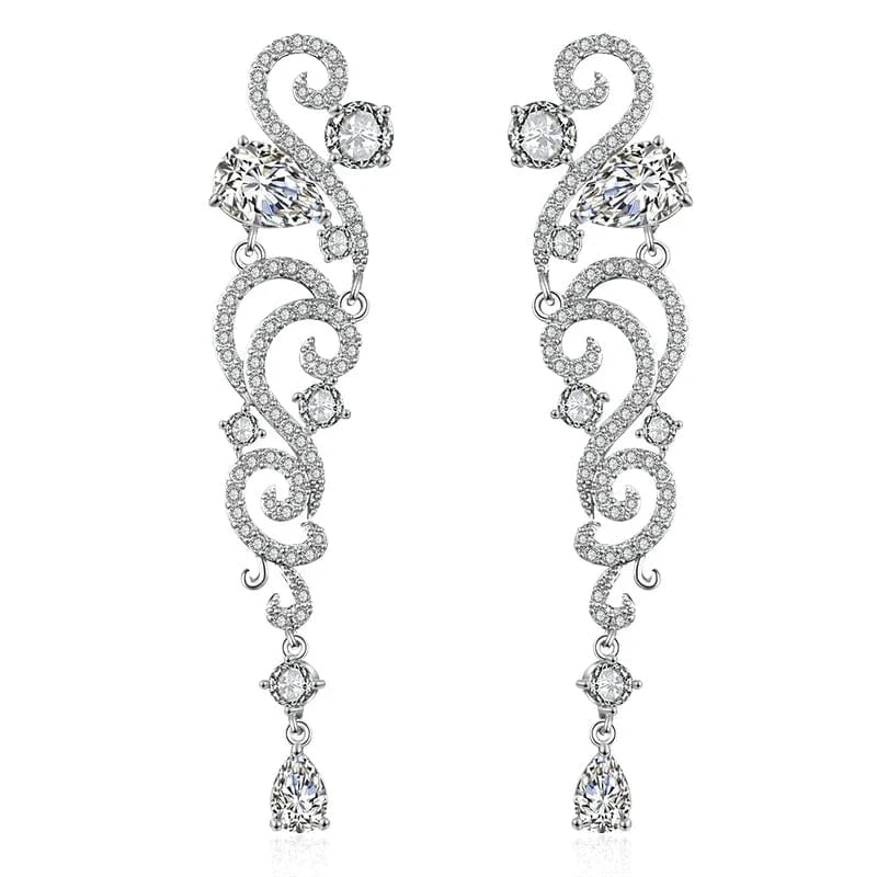 EP2292 White RAKOL EP344 luxury crystal earrings leaf evening wedding silver earrings