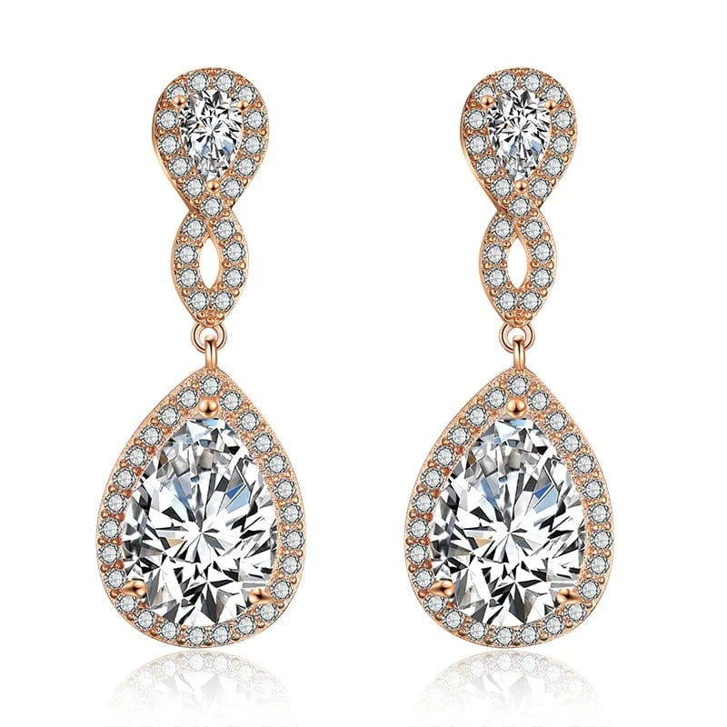 EP2294 Rose Gold RAKOL EP2218 Latest Design Of Cubic Zirconia Earrings Wholesale Women's Silver Bridal Diamond Earrings EP2218