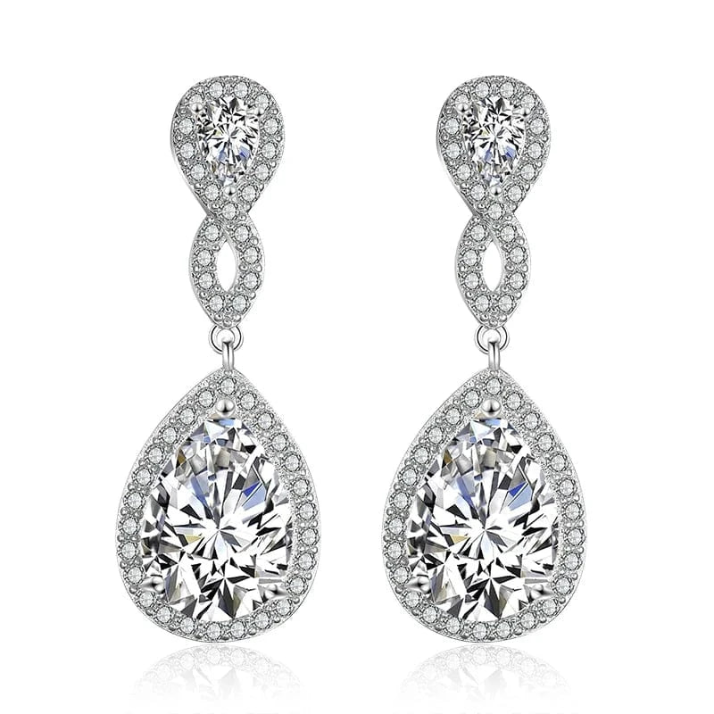 EP2294 White RAKOL EP2218 Latest Design Of Cubic Zirconia Earrings Wholesale Women's Silver Bridal Diamond Earrings EP2218