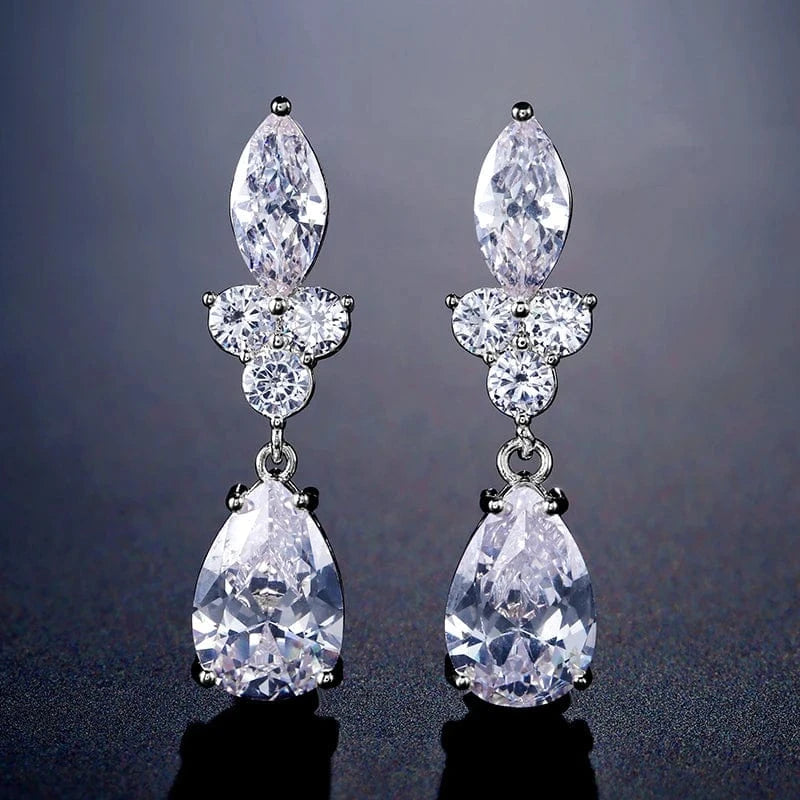 EP2318 White RAKOL EP2218 Latest Design Of Cubic Zirconia Earrings Wholesale Women's Silver Bridal Diamond Earrings EP2218