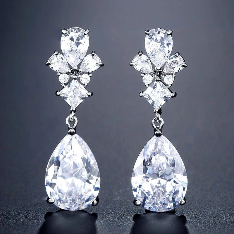 EP2325 White RAKOL EP2218 Latest Design Of Cubic Zirconia Earrings Wholesale Women's Silver Bridal Diamond Earrings EP2218