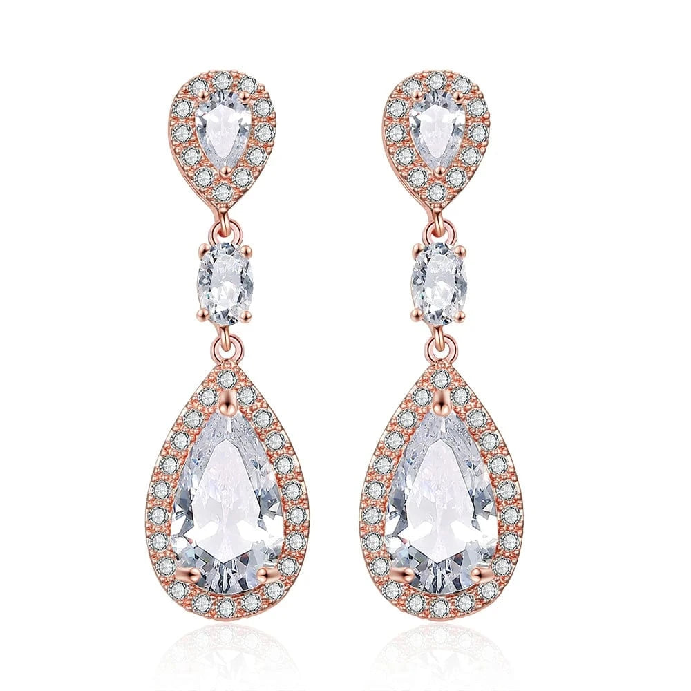 EP2383 Rose Gold RAKOL EP091 fine jewelry  gold plated cubic zirconia earrings women  diamond drop  studs earrings jewelry
