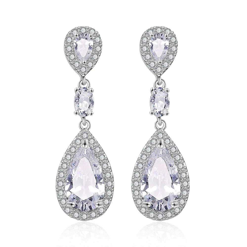 EP2383 White RAKOL EP091 fine jewelry  gold plated cubic zirconia earrings women  diamond drop  studs earrings jewelry