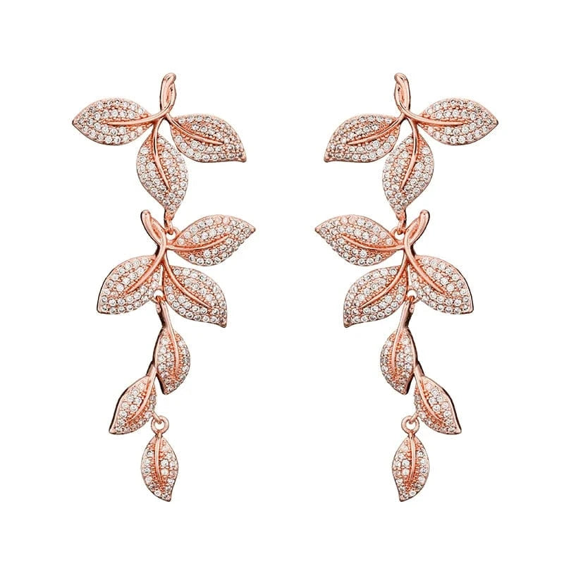 EP2403 Rose Gold RAKOL  EP2144 wholesale luxury  gold plated women's long earings jewelry 2022 bridal big  statement earrings  jewelry women