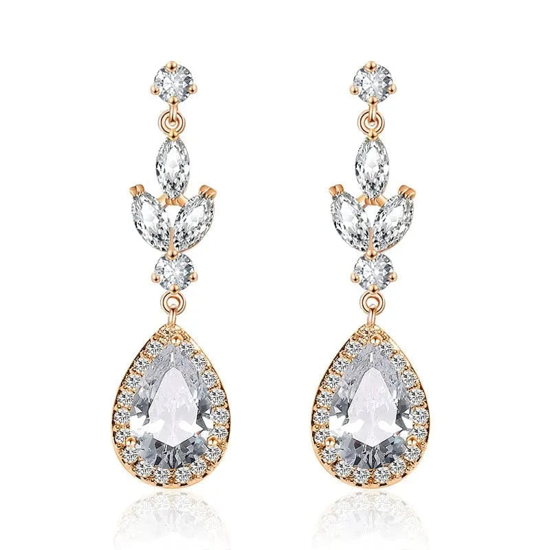 EP2406 Gold RAKOL EP2040  luxury women's gold plated diamond drop earrings bridal  earrings jewelry  2022