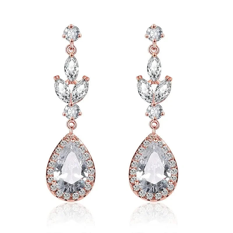 EP2406 Rose Gold RAKOL EP2040  luxury women's gold plated diamond drop earrings bridal  earrings jewelry  2022