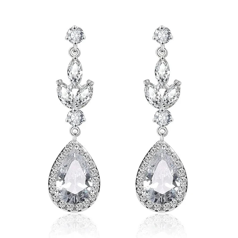 EP2406 White RAKOL EP2040  luxury women's gold plated diamond drop earrings bridal  earrings jewelry  2022