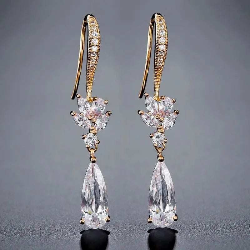 EP2413 Gold RAKOL EP2978 Latest Fashion 925 Sterling Silver Earrings Jewelry Wedding Crystal Drop Earrings Women 18 K Gold Bridal Earrings