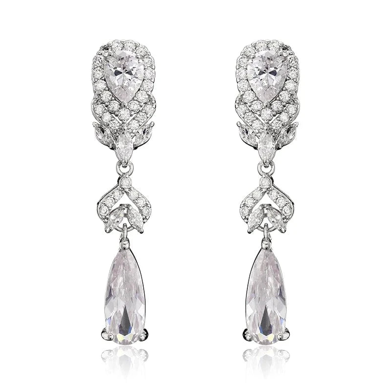 EP2420 White RAKOL EP2978 Latest Fashion 925 Sterling Silver Earrings Jewelry Wedding Crystal Drop Earrings Women 18 K Gold Bridal Earrings