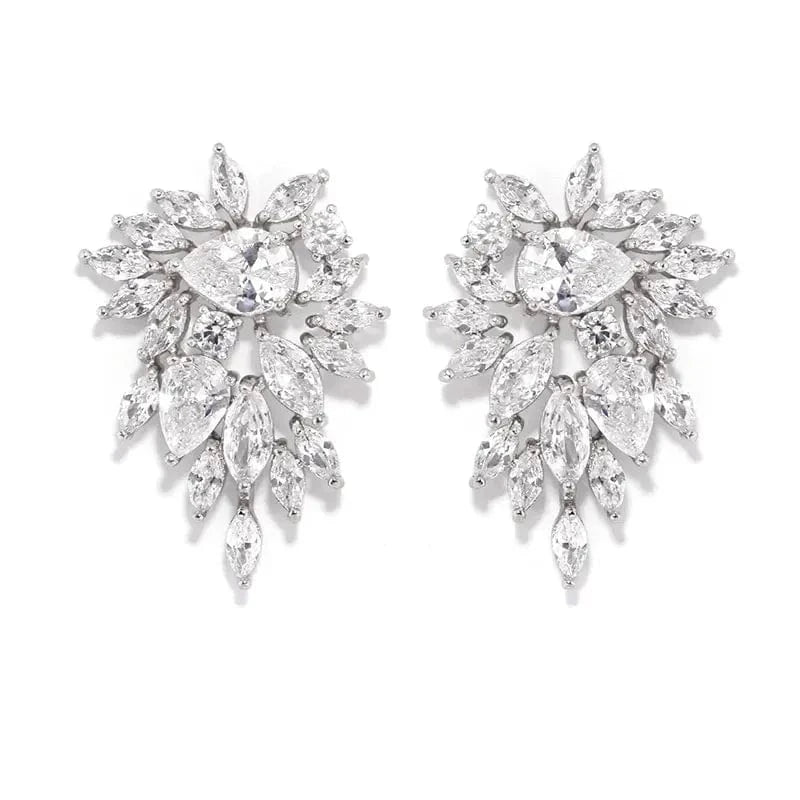 EP2481 White RAKOL EP480 fancy gold plated geometric small studs earrings cubic zirconia earrings jewelry women