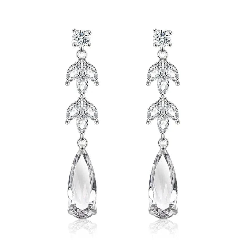 EP2499 White RAKOL EP2978 Latest Fashion 925 Sterling Silver Earrings Jewelry Wedding Crystal Drop Earrings Women 18 K Gold Bridal Earrings