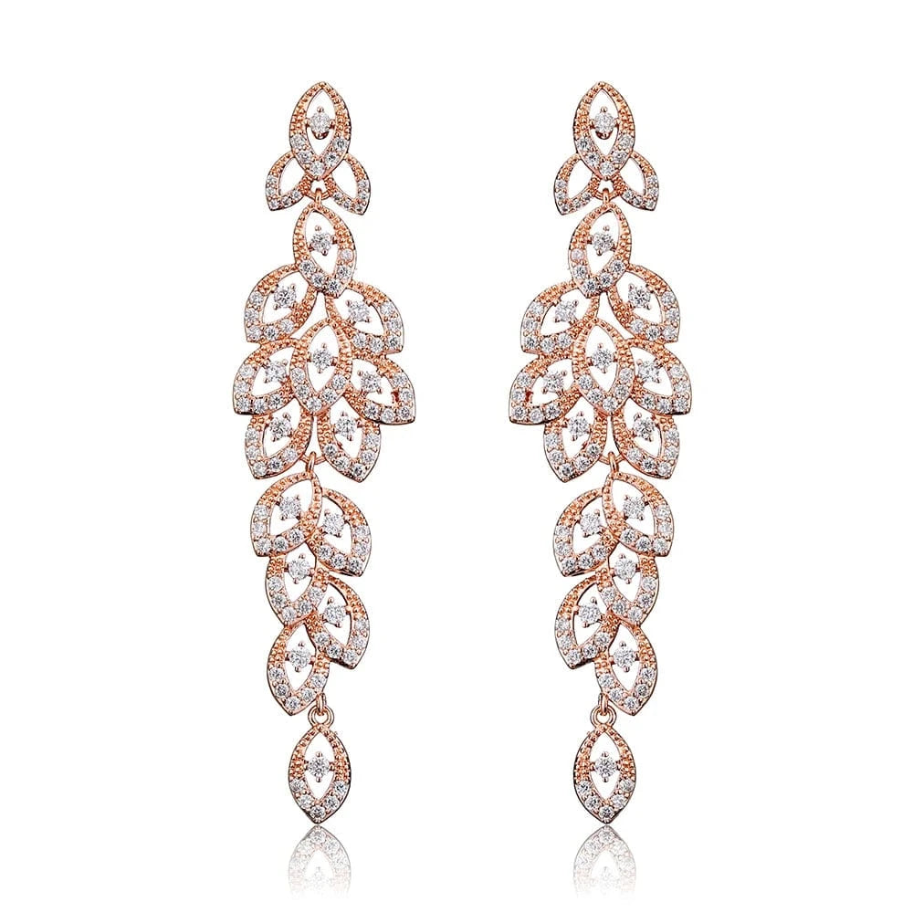 EP2529 Rose Gold RAKOL EP2232   luxury  long drop 18K gold plated  cubic zirconia earrings jewelry for women 2022