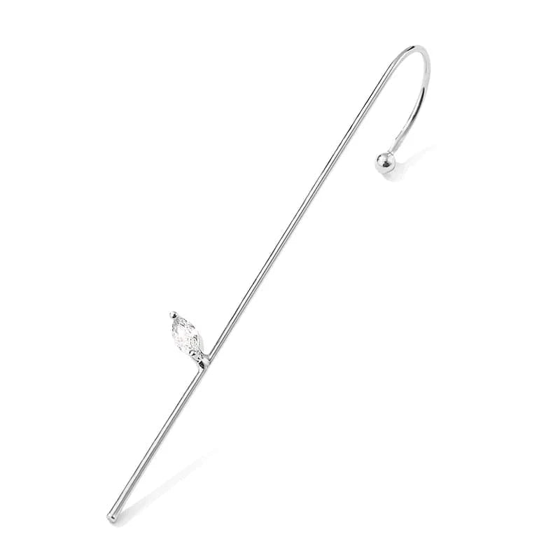 EP2589 White RAKOL  EP2589  wholesale Women's minimalist korean fashion  ear cuff earrings gold plated custom rhinestone cuff earrings