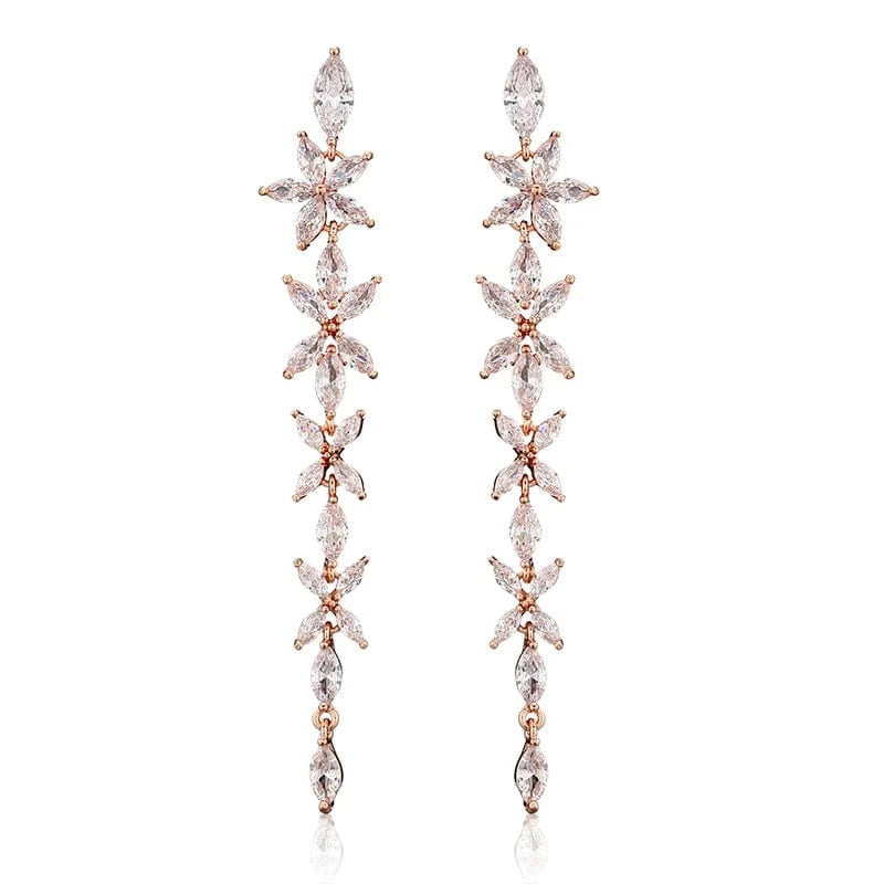 EP2601 Rose Gold RAKOL EP2232   luxury  long drop 18K gold plated  cubic zirconia earrings jewelry for women 2022