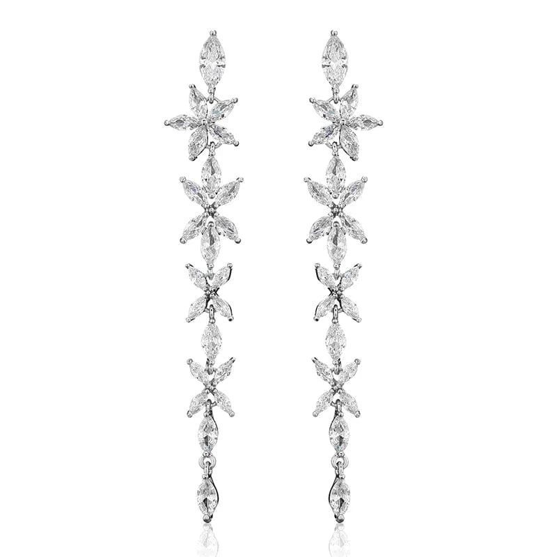 EP2601 White RAKOL EP2232   luxury  long drop 18K gold plated  cubic zirconia earrings jewelry for women 2022