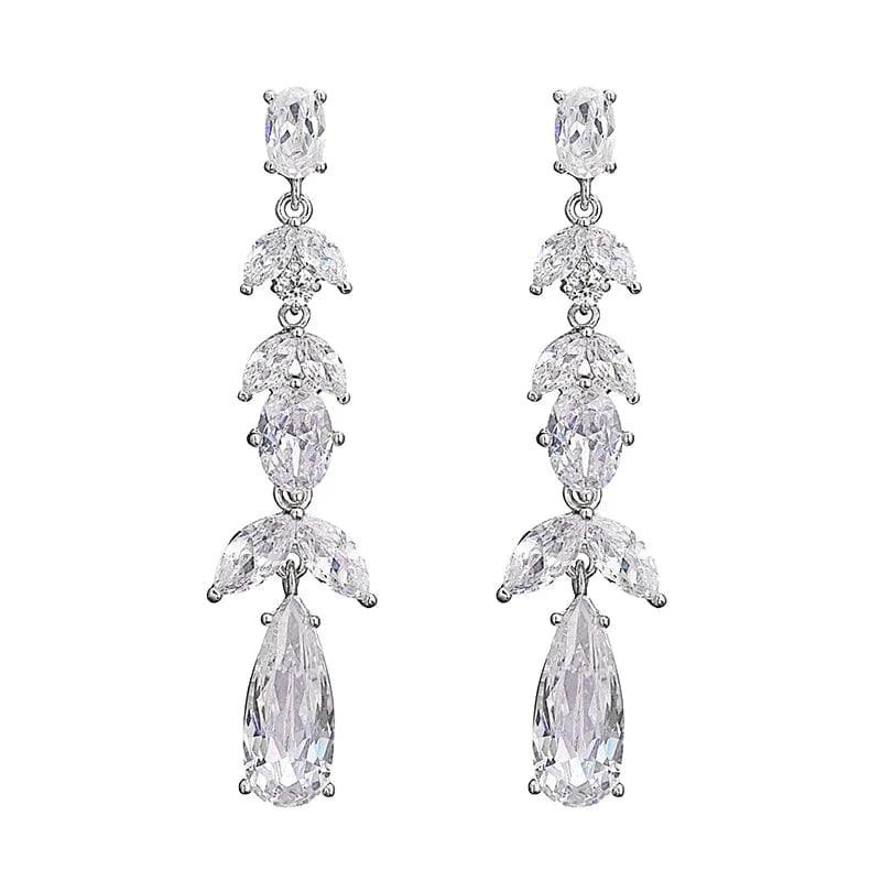 EP2728 White RAKOL EP2978 Latest Fashion 925 Sterling Silver Earrings Jewelry Wedding Crystal Drop Earrings Women 18 K Gold Bridal Earrings