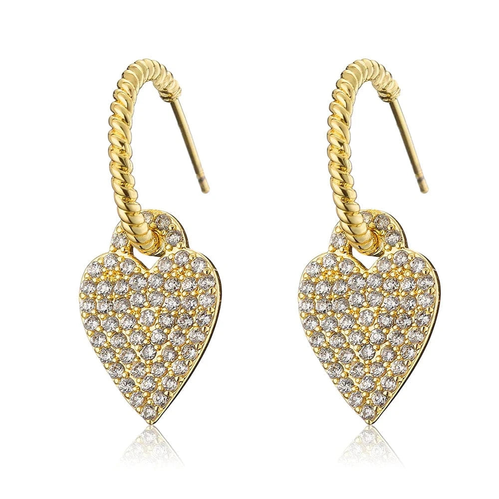 EP2803 Gold RAKOL EP2944 fine designer heart shaped channel earrings women  fashion geometric zirconia studs  earrings 2022