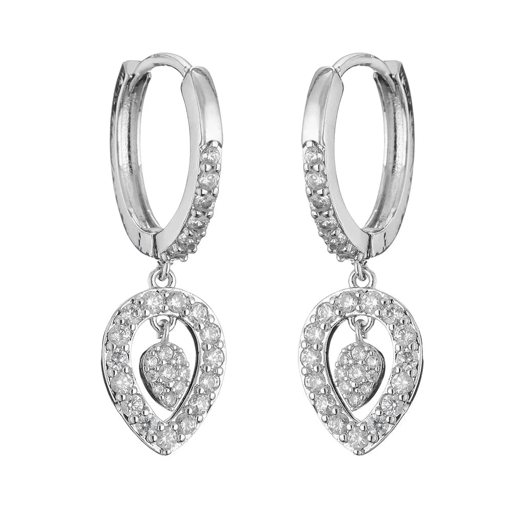 EP2851 White RAKOL EP2944 fine designer heart shaped channel earrings women  fashion geometric zirconia studs  earrings 2022