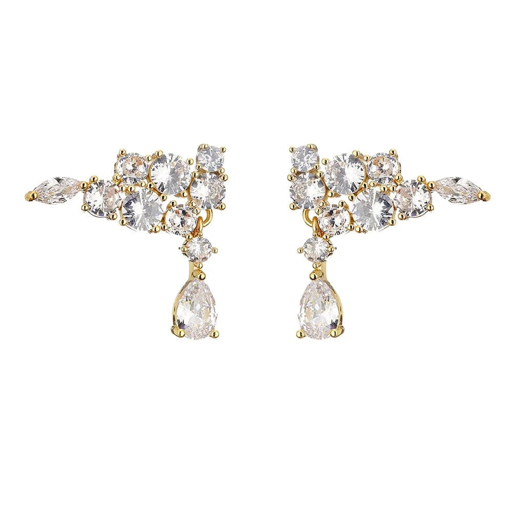 EP2854 Gold Rakol Ep598 Wholesale Luxury Angel Wing Cubic Zirconia Bridal Earrings Big Studs Earrings Jewelry Women 2022