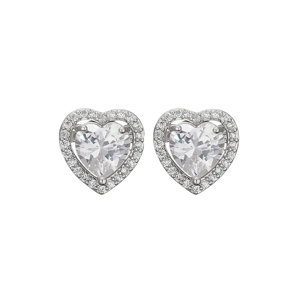 EP2881 White RAKOL EP2944 fine designer heart shaped channel earrings women  fashion geometric zirconia studs  earrings 2022