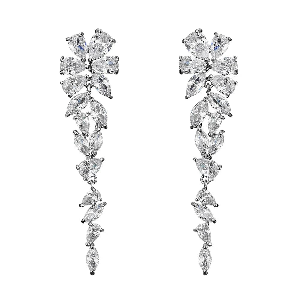 EP2888 White RAKOL EP2232   luxury  long drop 18K gold plated  cubic zirconia earrings jewelry for women 2022