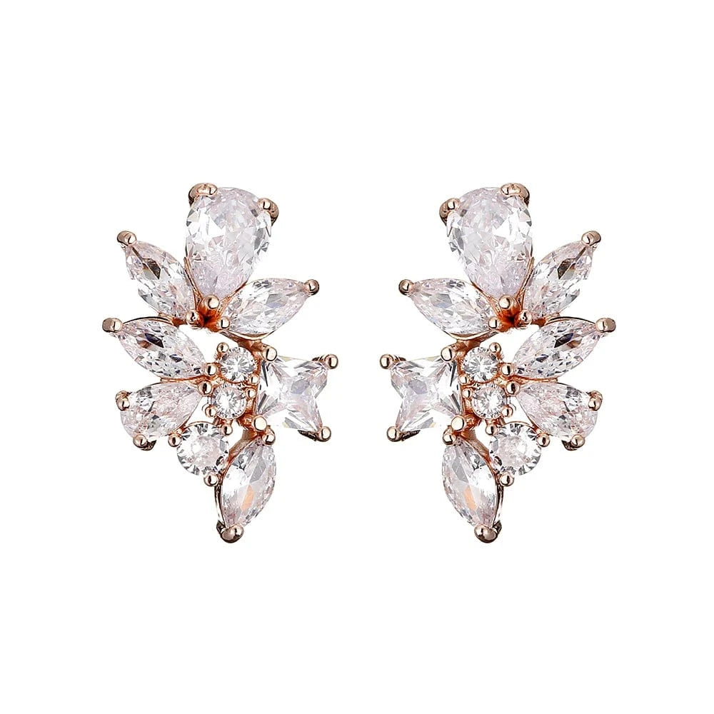 EP2954 Rose Gold RAKOL EP480 fancy gold plated geometric small studs earrings cubic zirconia earrings jewelry women