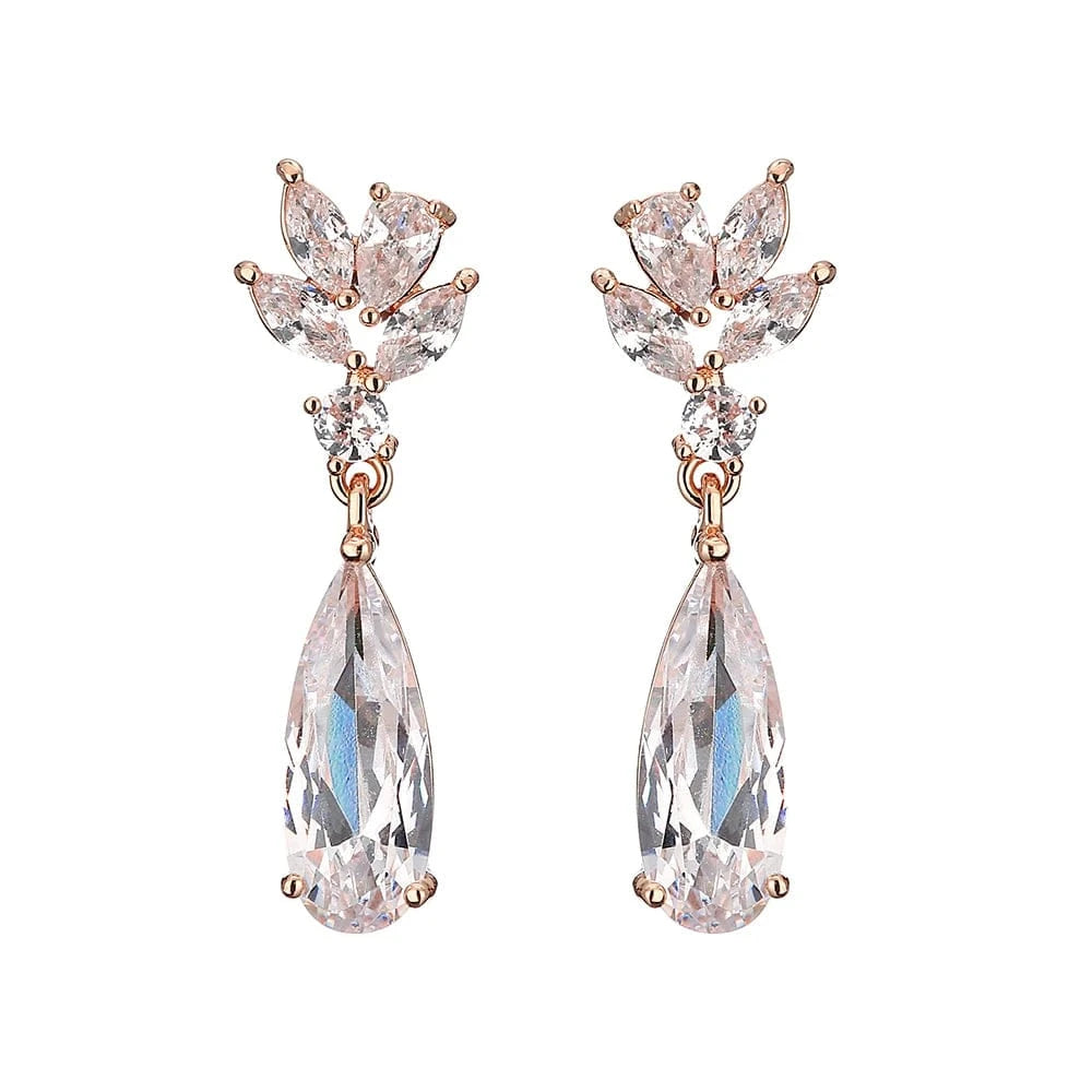 EP2972 Rose Gold RAKOL EP2978 Latest Fashion 925 Sterling Silver Earrings Jewelry Wedding Crystal Drop Earrings Women 18 K Gold Bridal Earrings