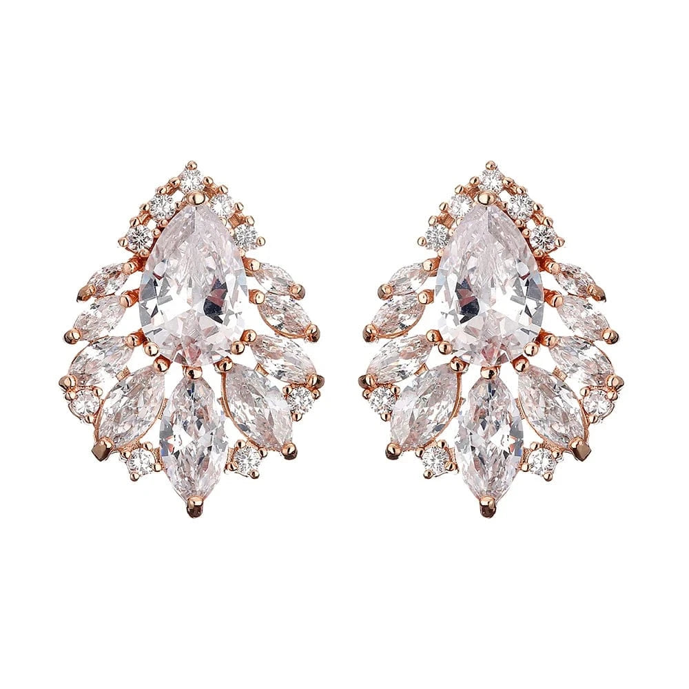 EP2973 Rose Gold RAKOL EP480 fancy gold plated geometric small studs earrings cubic zirconia earrings jewelry women