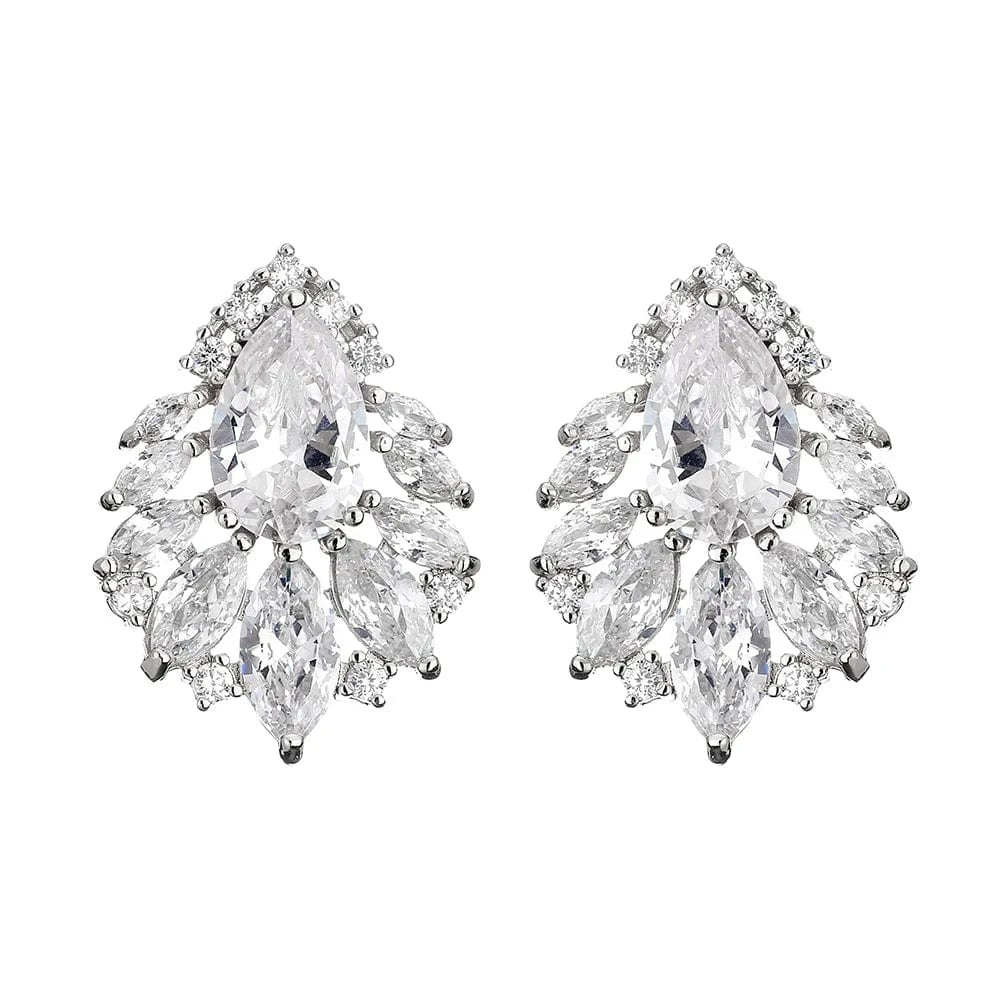 EP2973 White RAKOL EP480 fancy gold plated geometric small studs earrings cubic zirconia earrings jewelry women