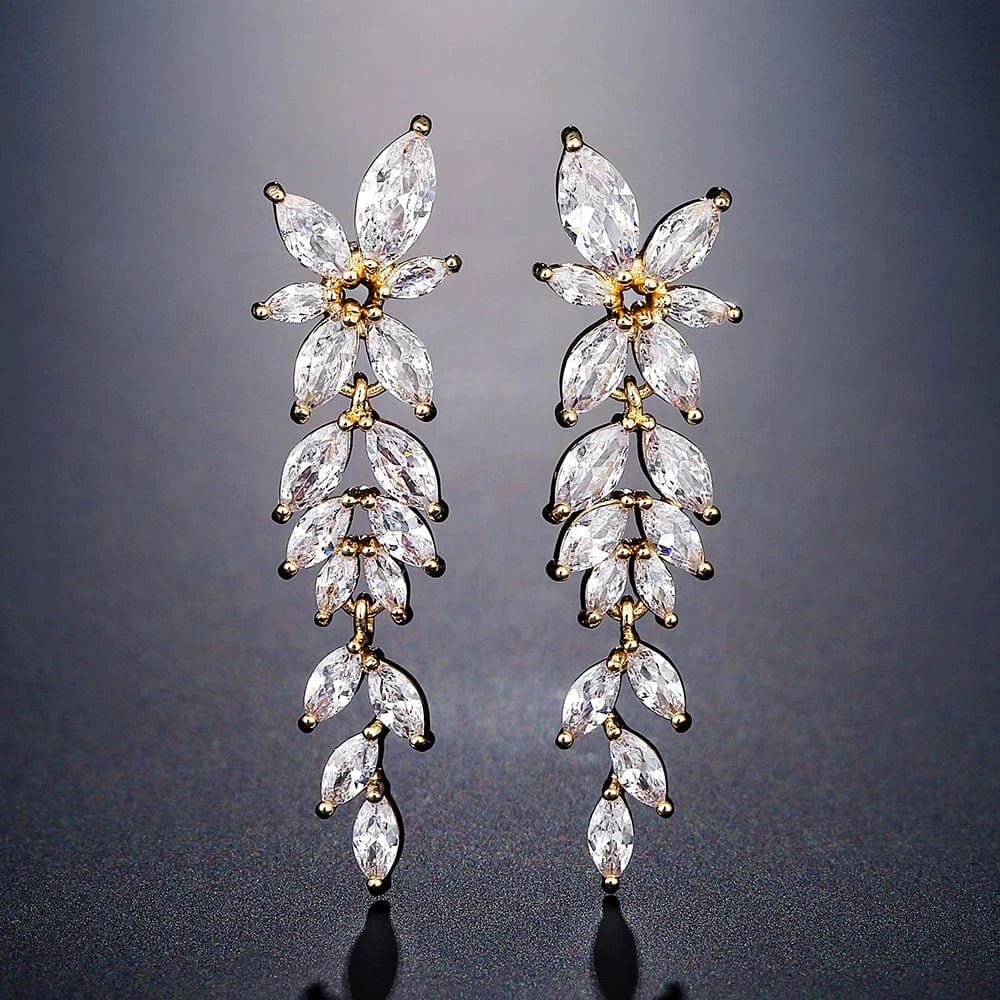 EP2981 Gold RAKOL EP2232   luxury  long drop 18K gold plated  cubic zirconia earrings jewelry for women 2022